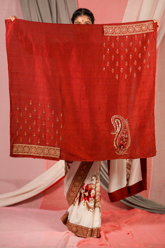 Hand embroidered wedding wear saree