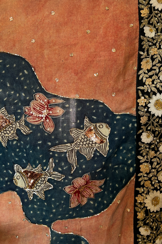 Authentic hand painted pen kalamkari silk saree