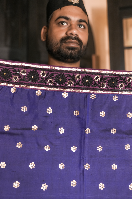 Handcrafted embroidered patola silk saree 