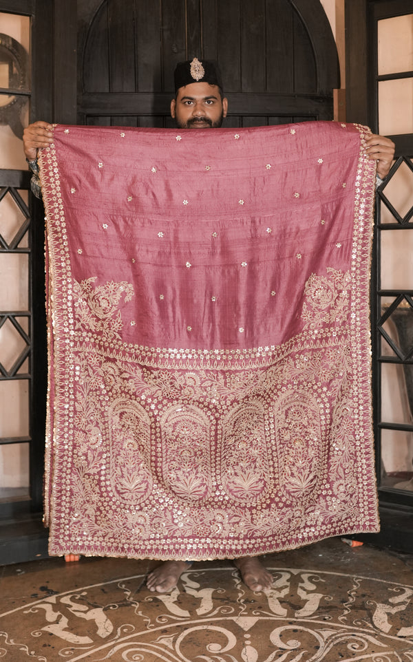 hand embroidered madodi work tussar silk saree