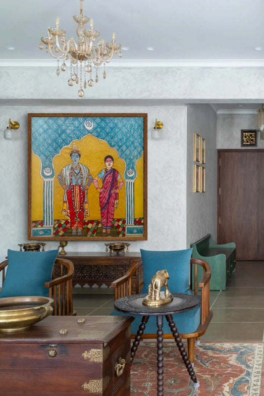 hand painted real pen kalamkarI wall painting