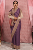 Handcrafted embroidered benarsi tussar silk saree