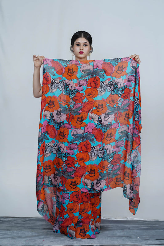Printed silk saree
