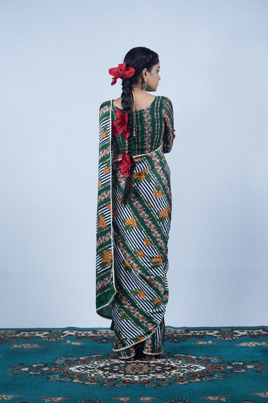 Digital printed silk saree, Saree by Ayush Kejriwal 