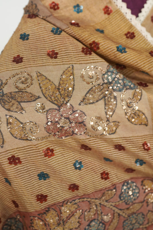 Embroidered Kalamkari saree