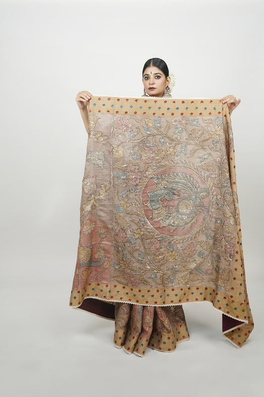 Kalamkari saree online , Unique designer sarees