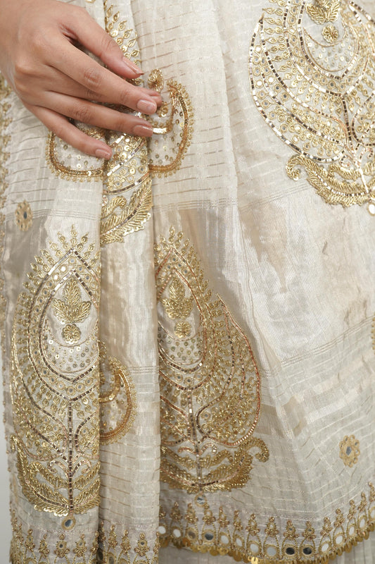 Hand embroidered Kanjeevaram silk saree