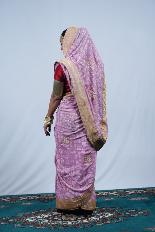 beautiful handcrafted bandhani saree