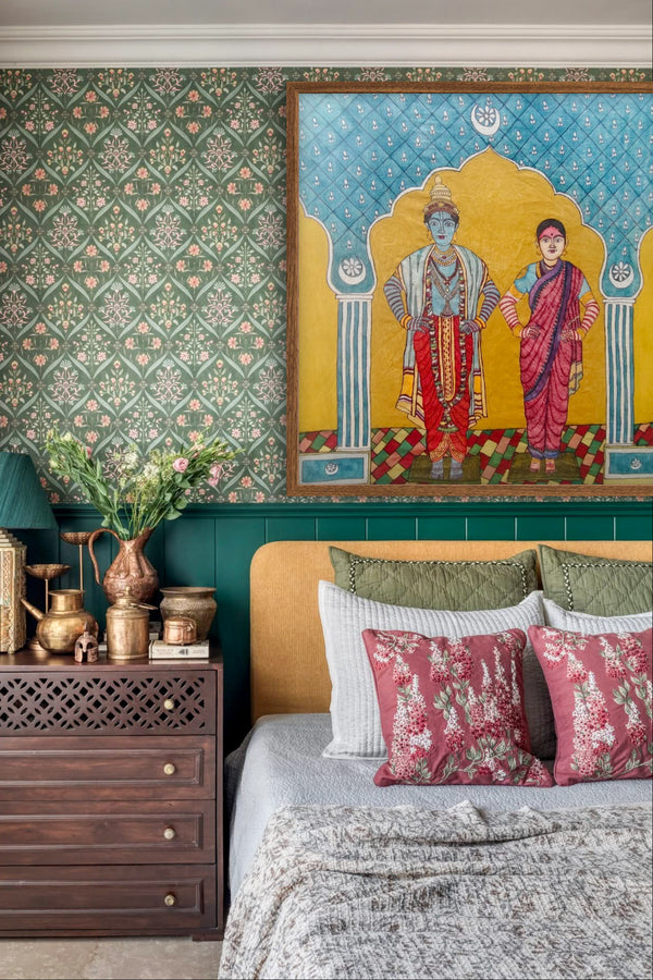 hand painted real pen kalamkarI wall painting
