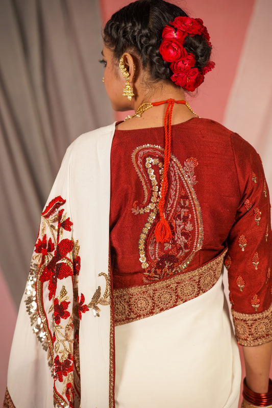 Hand embroidered wedding wear saree