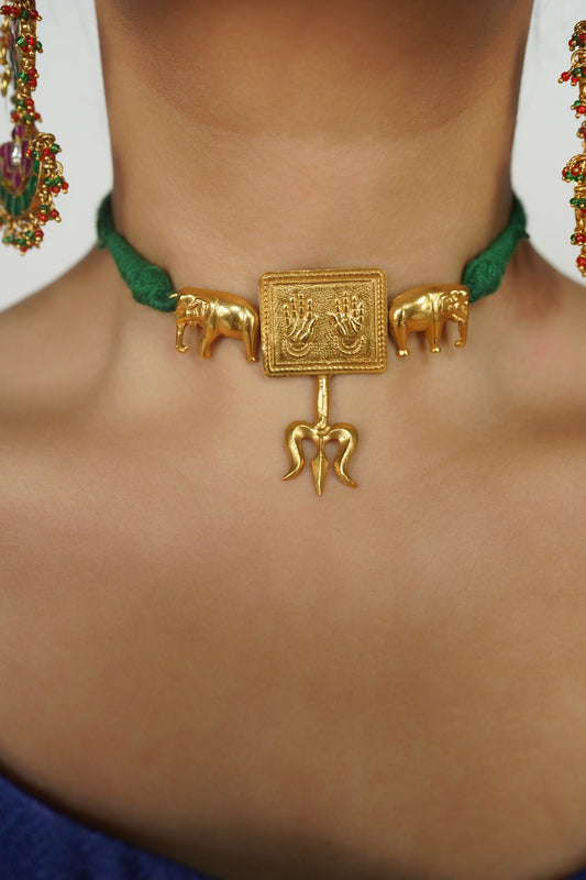 Ethnic silver neckpiece, Indian ethnic jewellery