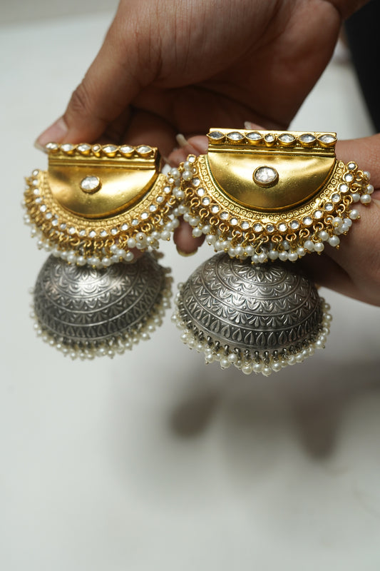 Handcrafted Silver Earrings, Indian ethnic jewellery