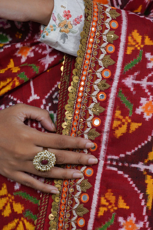 Embroidered designer patan patola saree