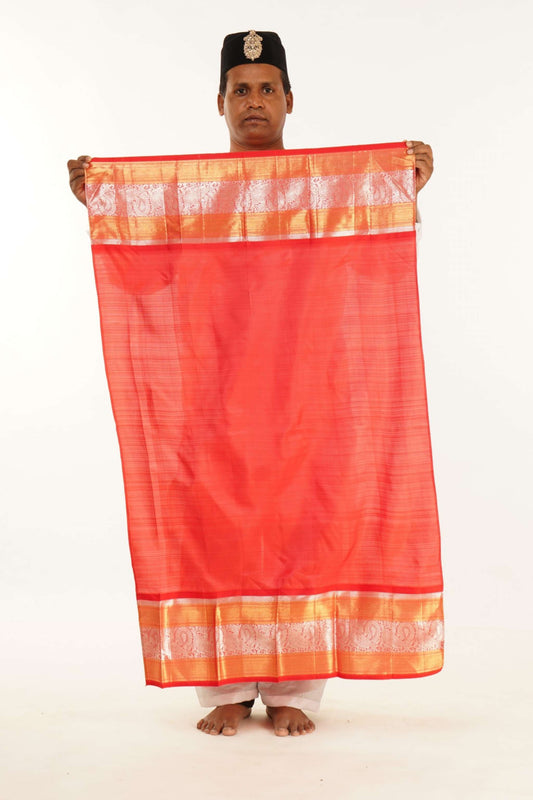 Red and pink handwoven kanjiveeram silk saree