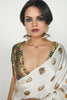 White and gold embroidered silk saree 