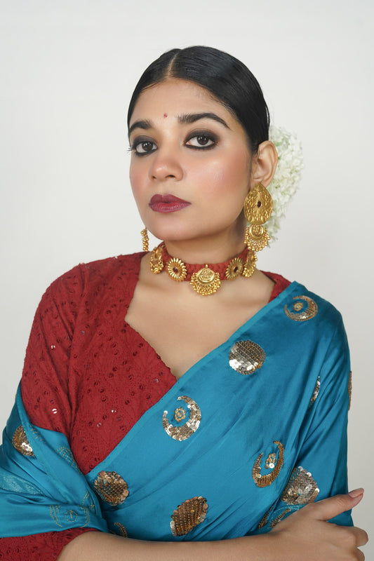 Embroidered silk saree