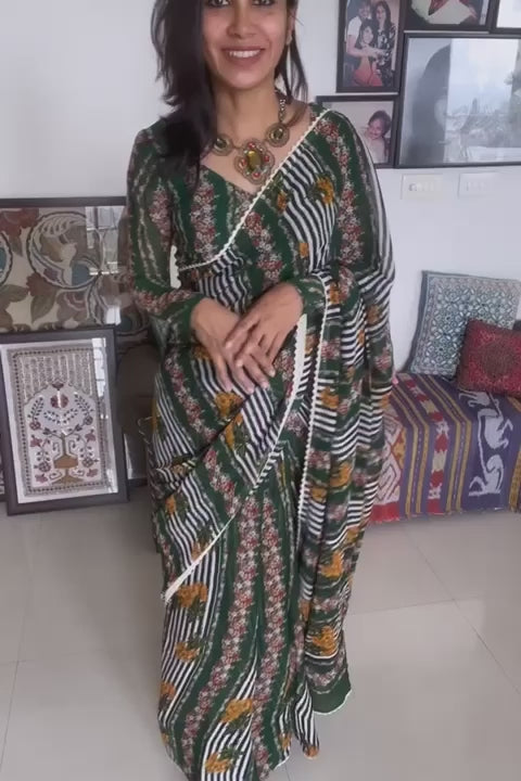 Digital printed silk saree, Saree by Ayush Kejriwal 