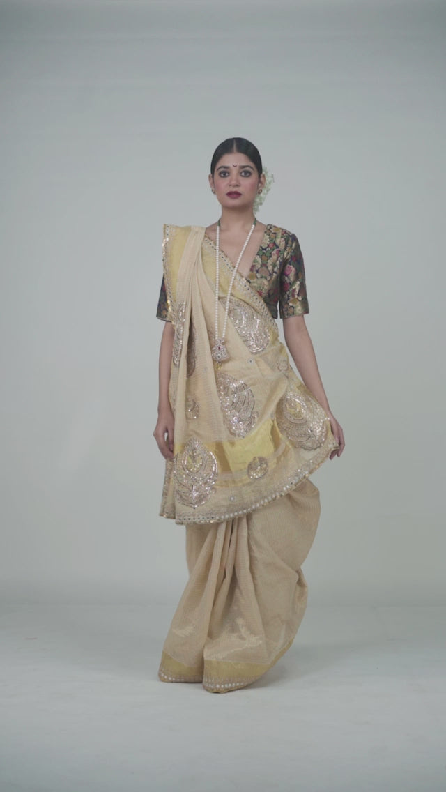 Designer Ayush Kejriwal Kanjeveeram silk saree