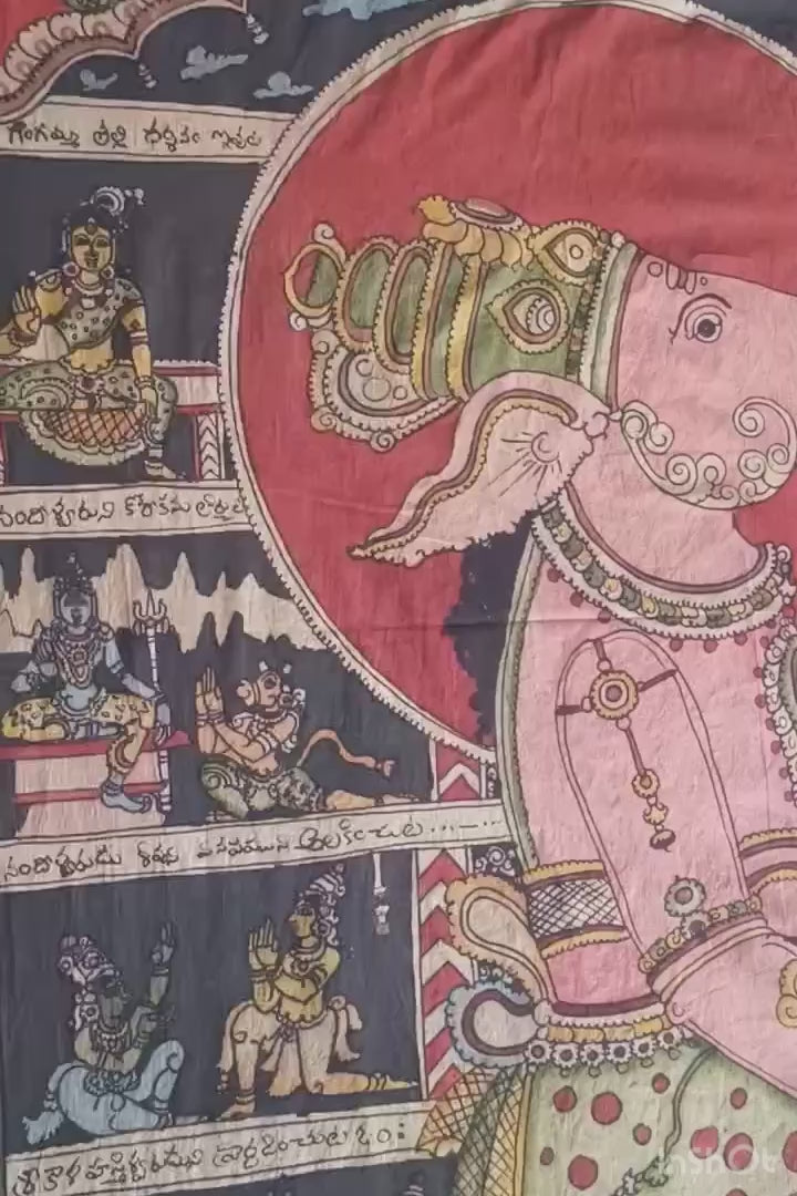 beautiful hand painted real pen kalamkari wall painting