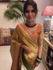 hand embroidered handwoven golden benarsi and chanderi silk saree