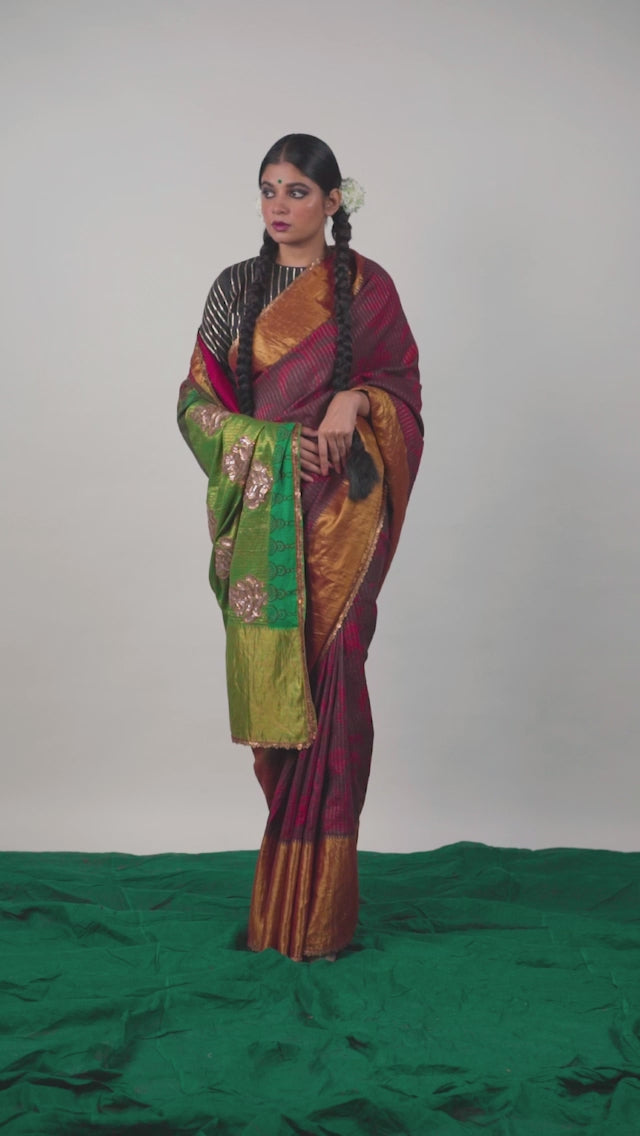 Designer Kanjiveram Kalamkari Silk Saree