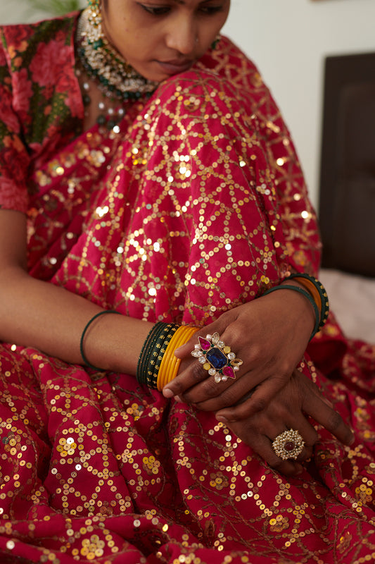 Embroidered Georgette wedding wear saree