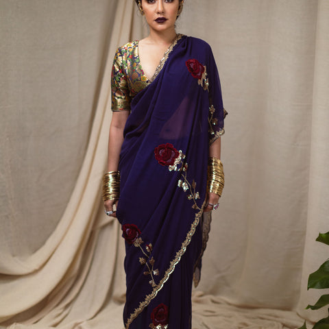 Embroidered party wear saree