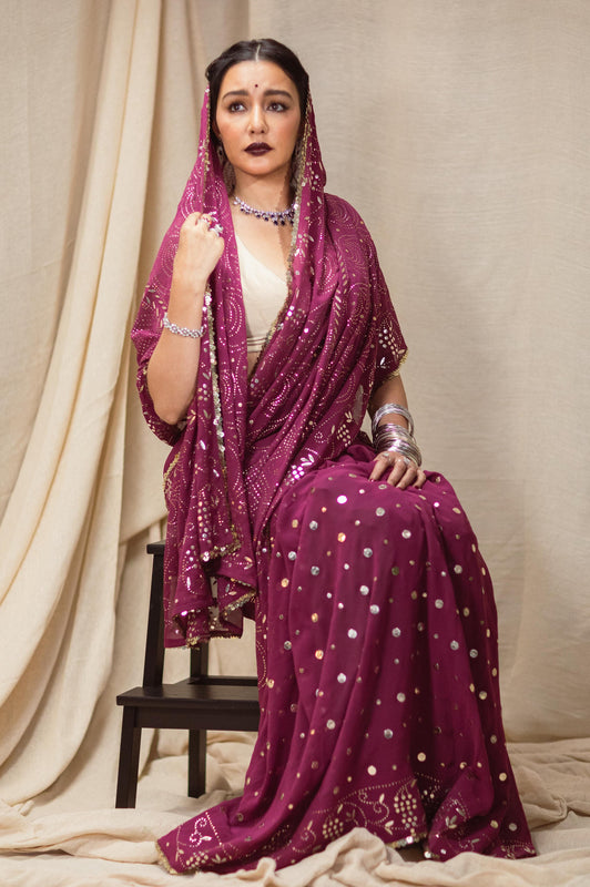 Georgette Hand Embroidered Saree by Ayush Kejriwal