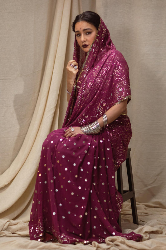 Georgette Hand Embroidered Saree by Ayush Kejriwal