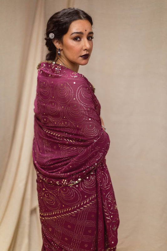 Georgette Hand Embroidered Saree by Ayush Kejriwal