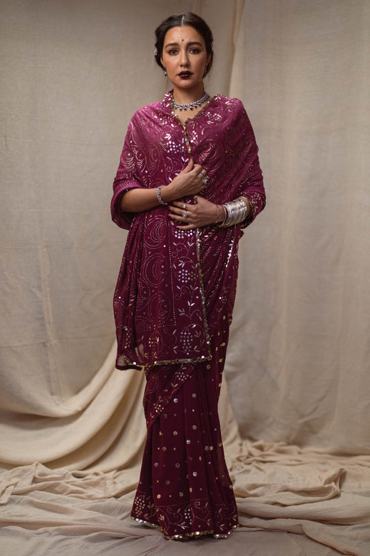 Georgette Hand Embroidered Saree by Ayush Kejriwal