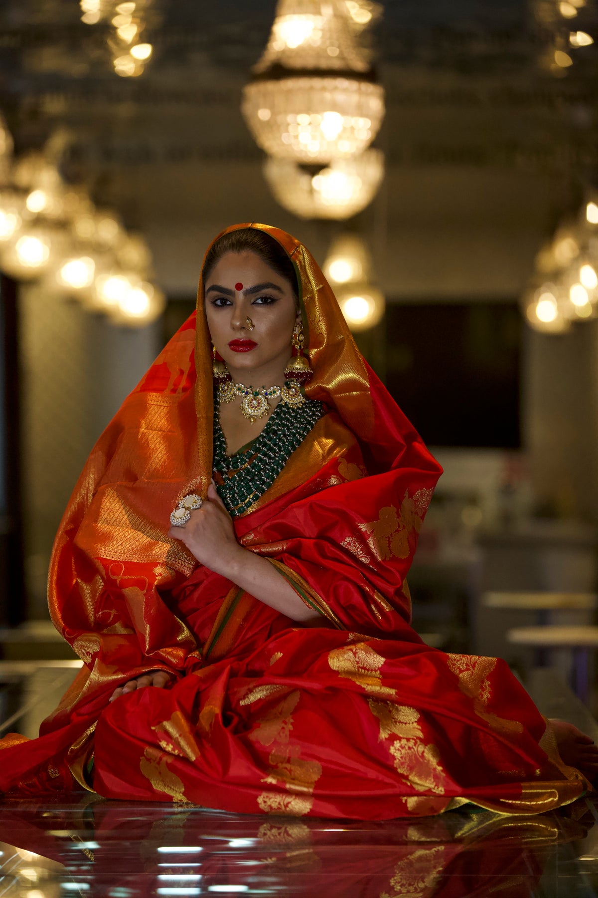 Bridal Look In Red Saree