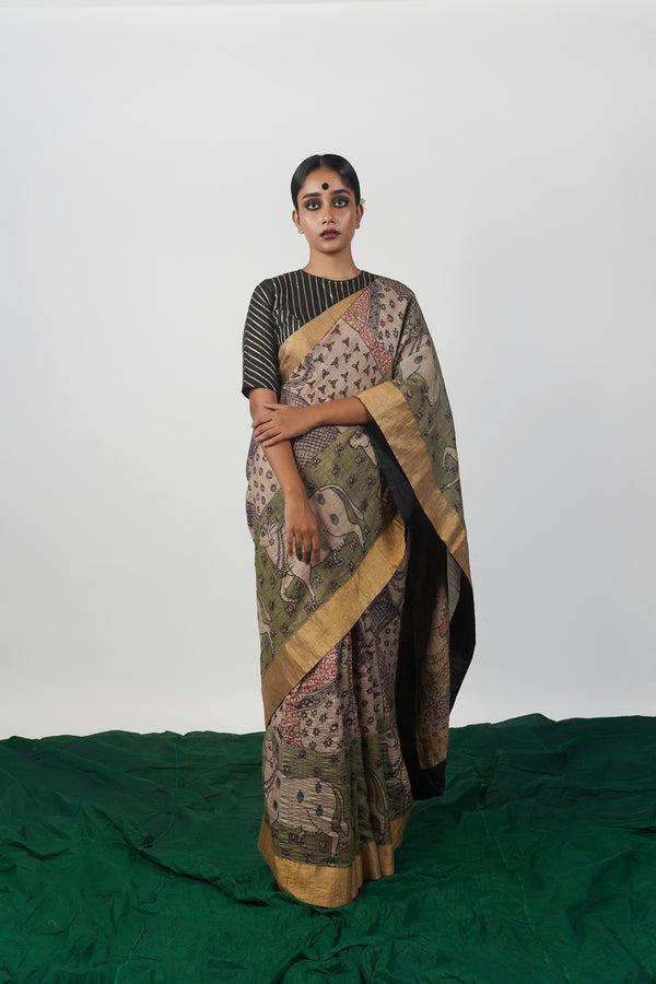 Kalamkari saree designed by Ayush Kejriwal