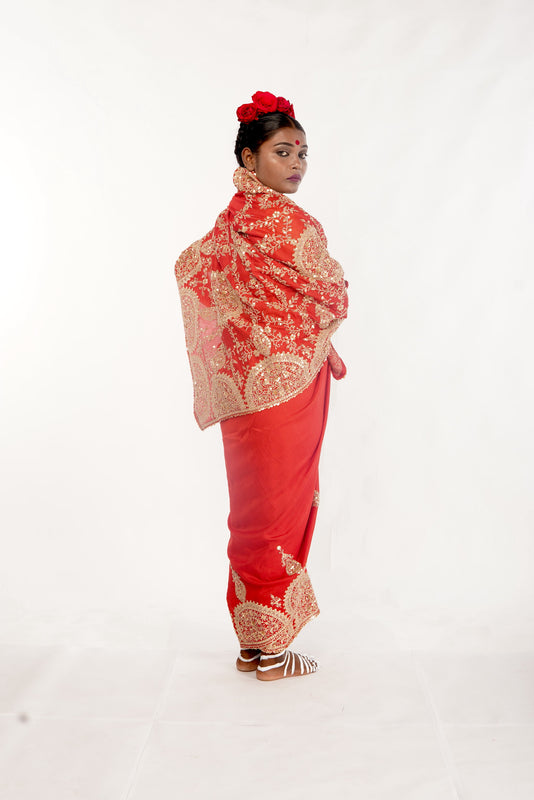 Hand-Embroidered Saree