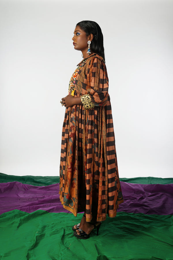 Handmade Pen Kalamkari Banaras Silk Dress