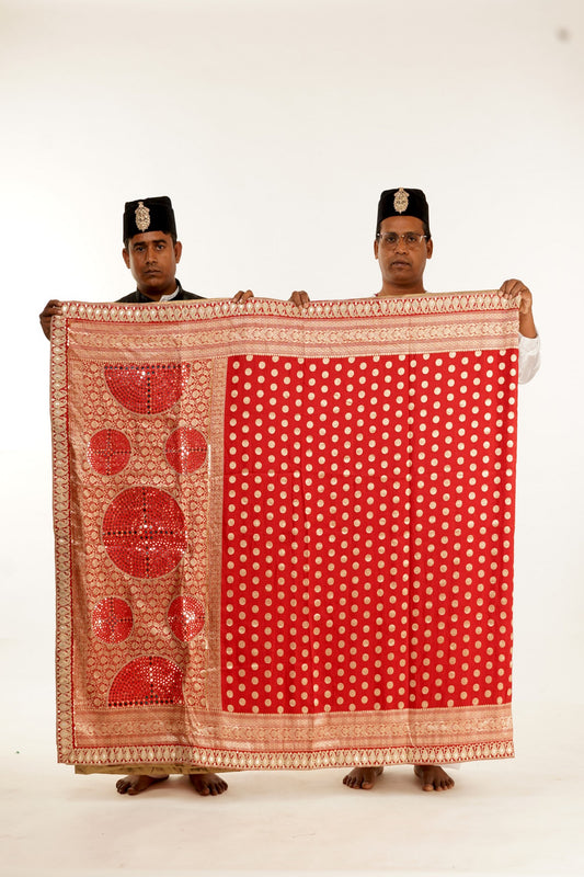 Red wedding designer banarasi silk saree