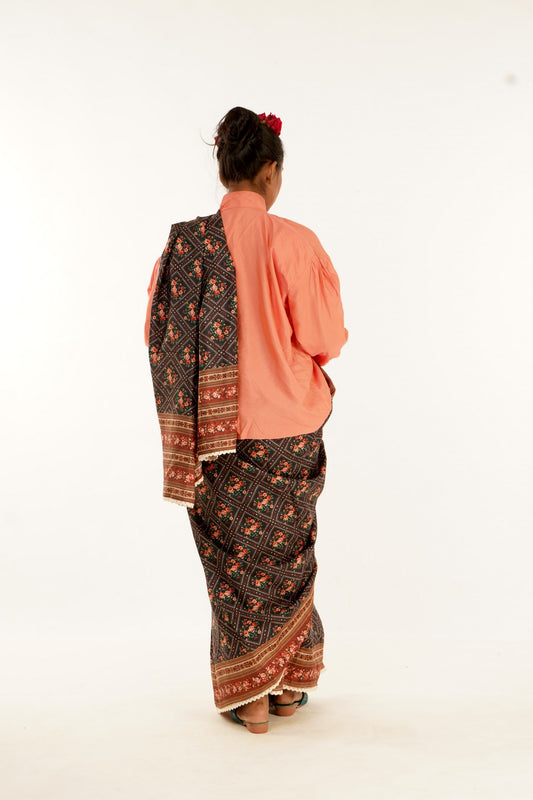 Partywear printed silk saree 