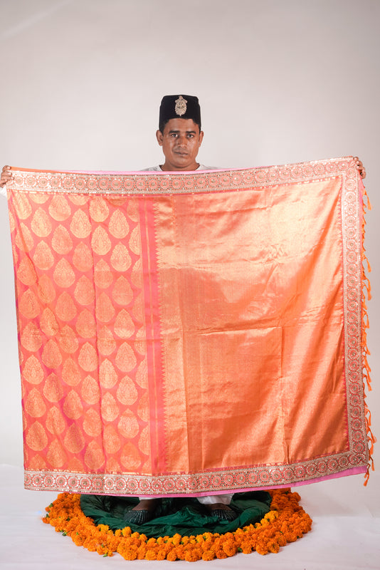 Peach Color Handwoven Kanjeevaram Saree