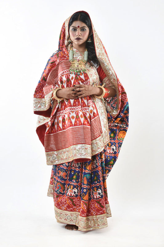 double ikkat Hyderabad embroidered patola silk saree