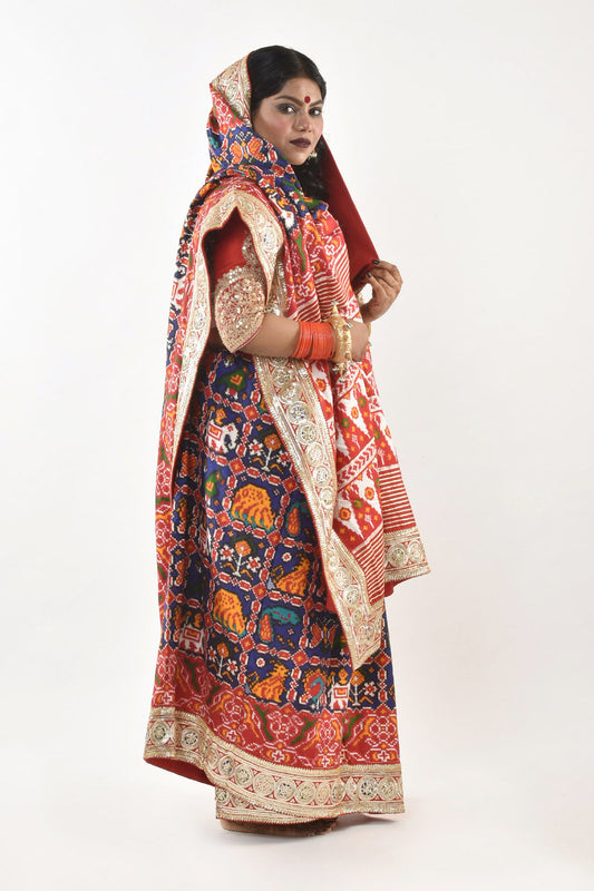 double ikkat Hyderabad embroidered patola silk saree