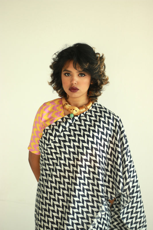 Designer printed silk saree by Ayush Kejriwal.