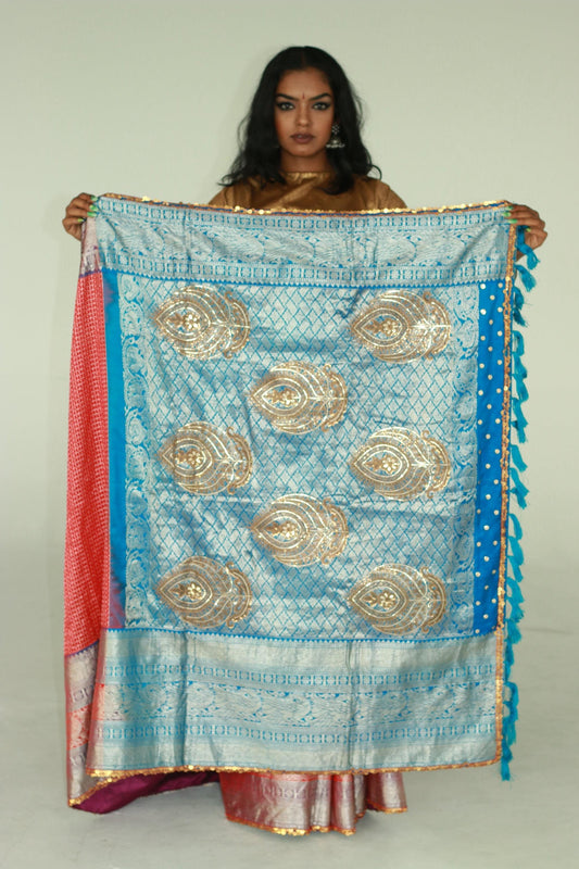 Handwoven, hand-embroidered kanjeevaram silk saree