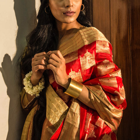 Handwoven Chanderi Bridal Wear Saree