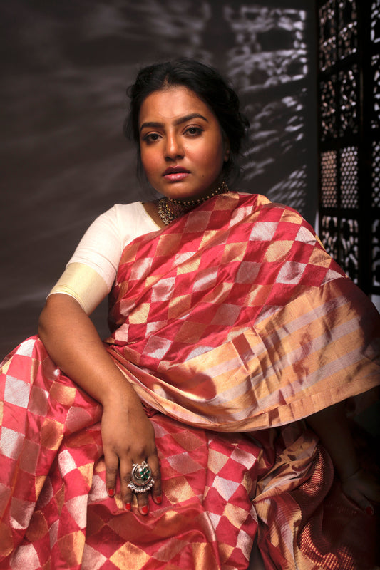 Chanderi Silk Saree by Ayush Kejriwal