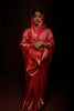 Hand woven red and gold Chanderi Katan silk saree