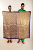 Hand woven navy blue and gold Chanderi Katan silk saree