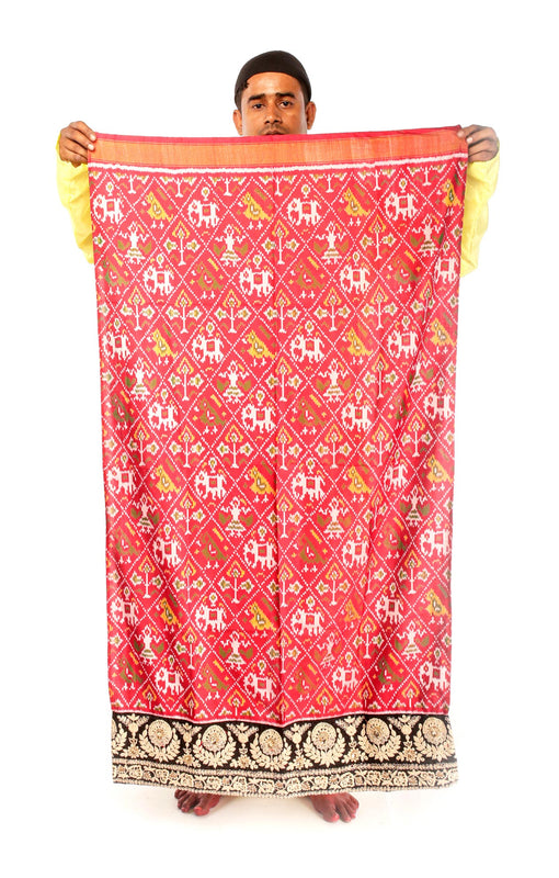 Single ikkat handwoven patola silk saree