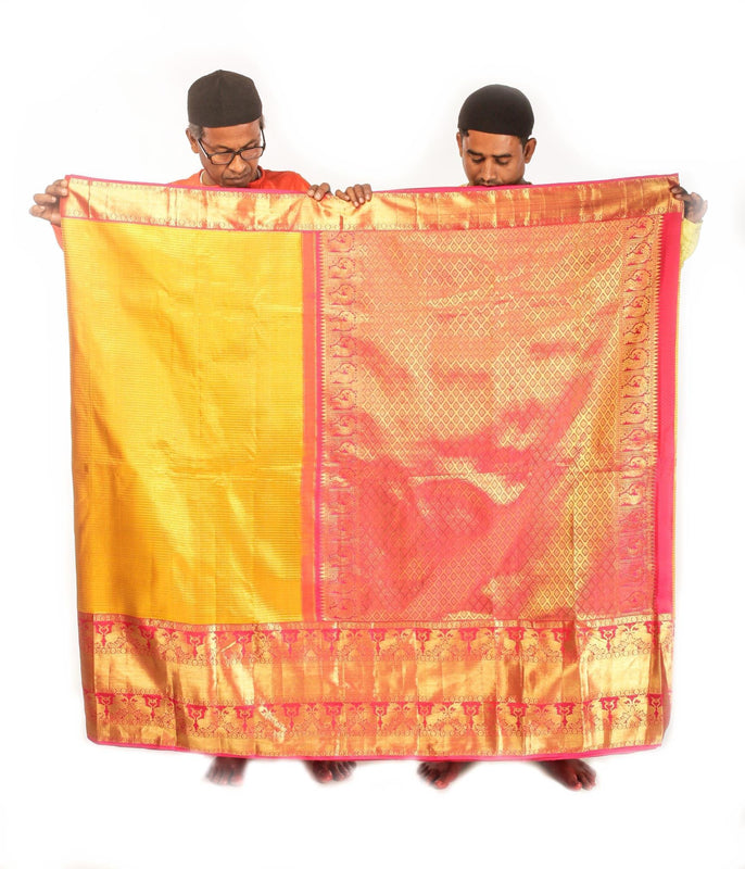 Handwoven Kanjiveram silk saree by Ayush Kejriwal