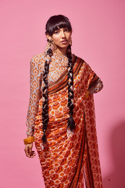  Designer printed viscose silk saree