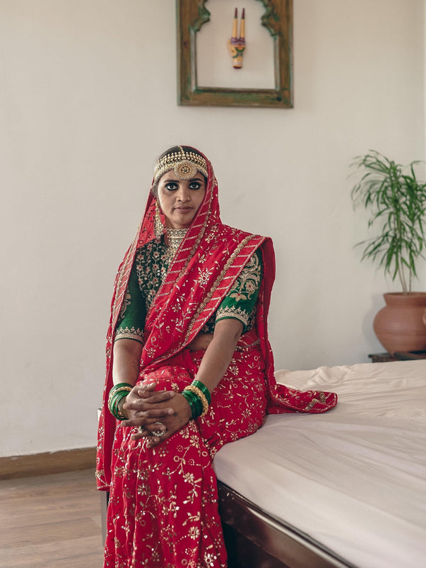  Red bridal wedding saree by Ayush Kejriwal